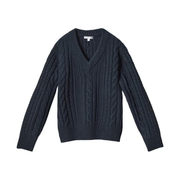 (W) 유니클로 x JW 앤더슨 케이블 V넥 스웨터 네이비
