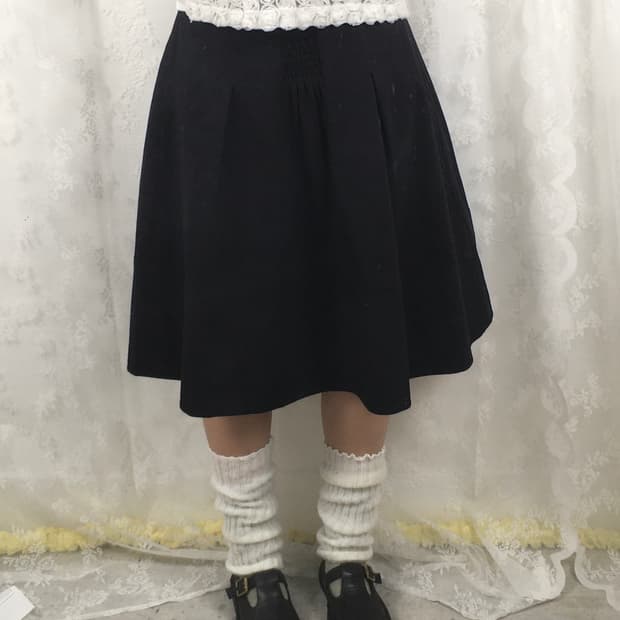 JPN black silk blend midi skirts