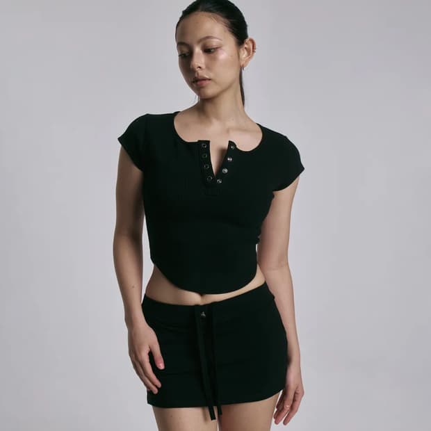 플리즈노팔로우 제니 스냅 탑 블랙