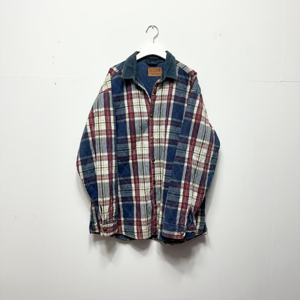 빌라봉 퀄팅 체크 셔츠 자켓