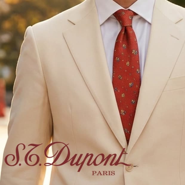 에스.티. 듀퐁 실크 오렌지 플라워 패턴 넥타이 9cm A등급 E883
