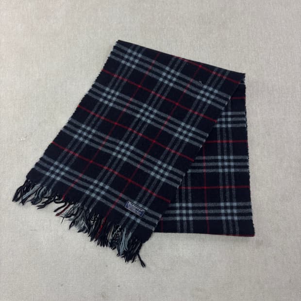 버버리 노바체크 램스울 네이비 머플러