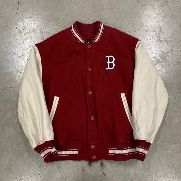 MLB 버건디 컬러 보스턴 레드삭스 바시티 자켓