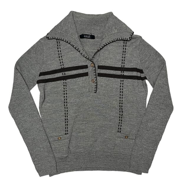 Button&collar wool knit