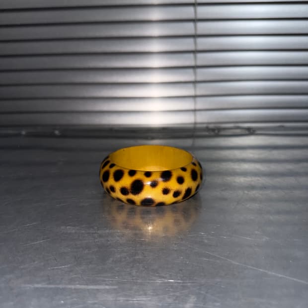 00s 빈티지 나무 치타 프린트 뱅글