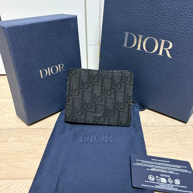 (26ss) 디올 오블리크 반지갑 블랙