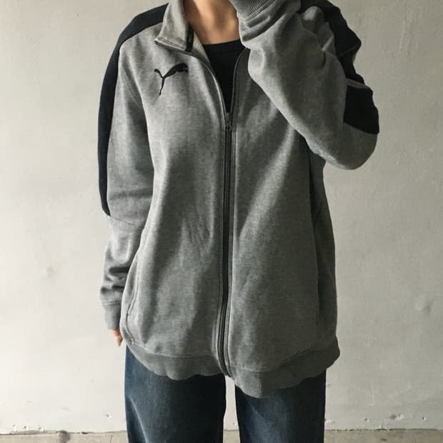 퓨마 자수 코튼집업