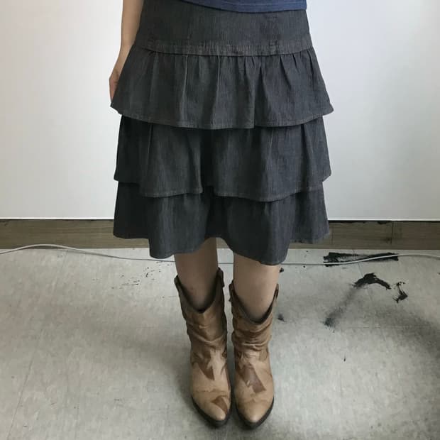 빈티지 데님 캉캉 스커트