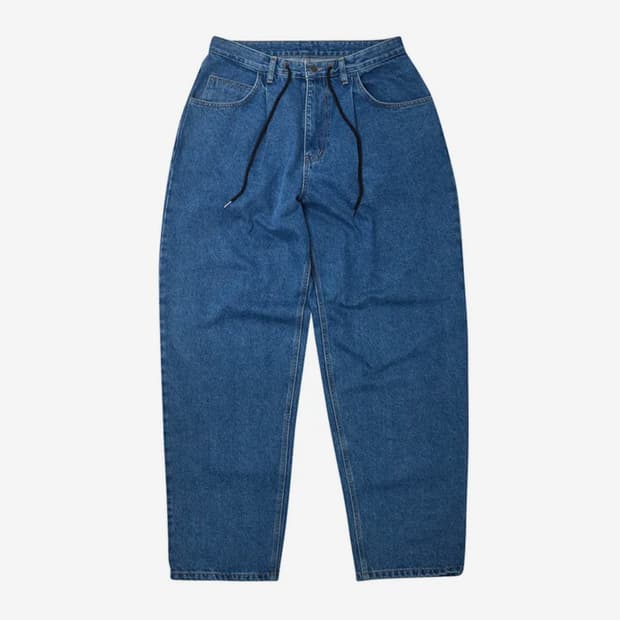 [L] 비에스래빗 미드90 배기 데님 딥블루