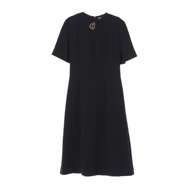 (새상품) 버버리 울 실크 D링 반팔 롱 플레어 원피스