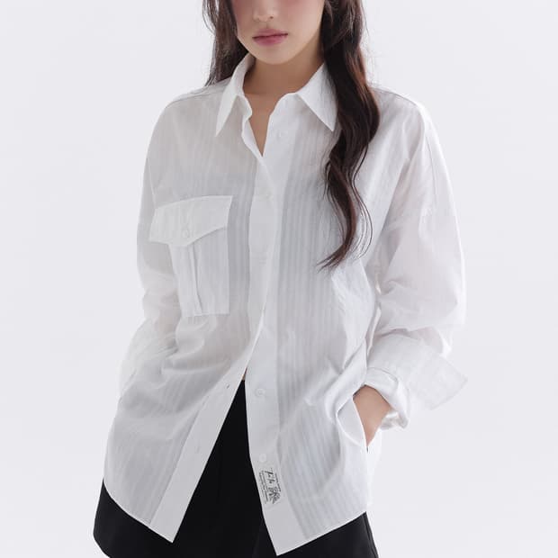 더티스 Air Stripe Pocket Shirt (Ivory)