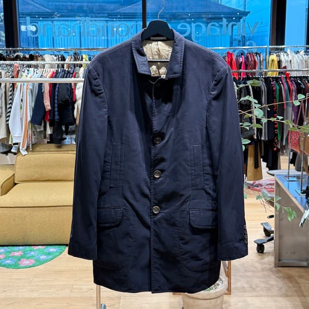 브루치노 쿠치넬리 네이비 폴리에스터 카라넥 자켓