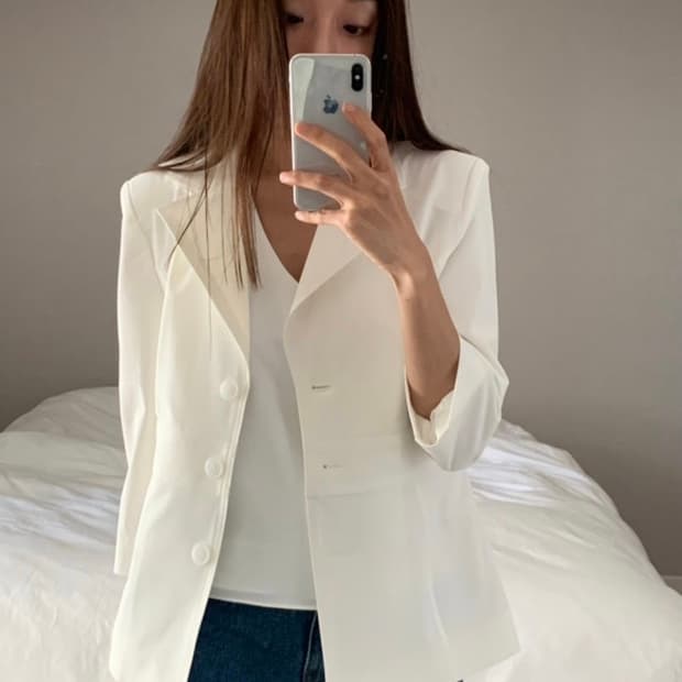 해브빈 클래식 자켓 화이트 새상품