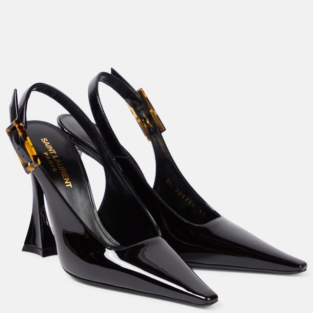생로랑 듄 110 페이턴트 레더 슬링백 펌프스 38