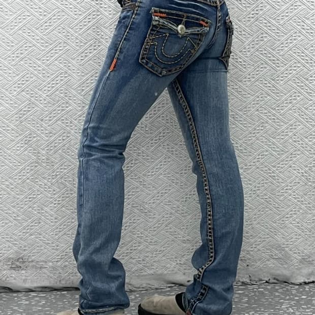 트루릴리젼 조이슈퍼티 Y2K 로우라이즈 데님 청바지 27인치 C06115