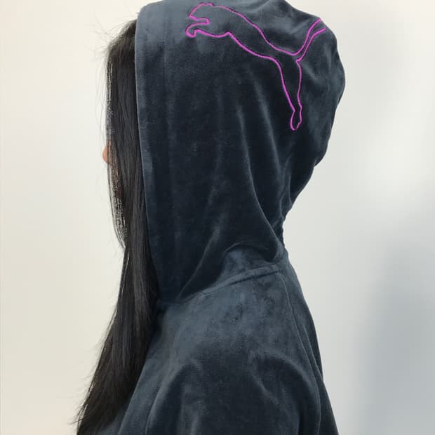 'Puma' Velour Logo Zip-Up Hoodie