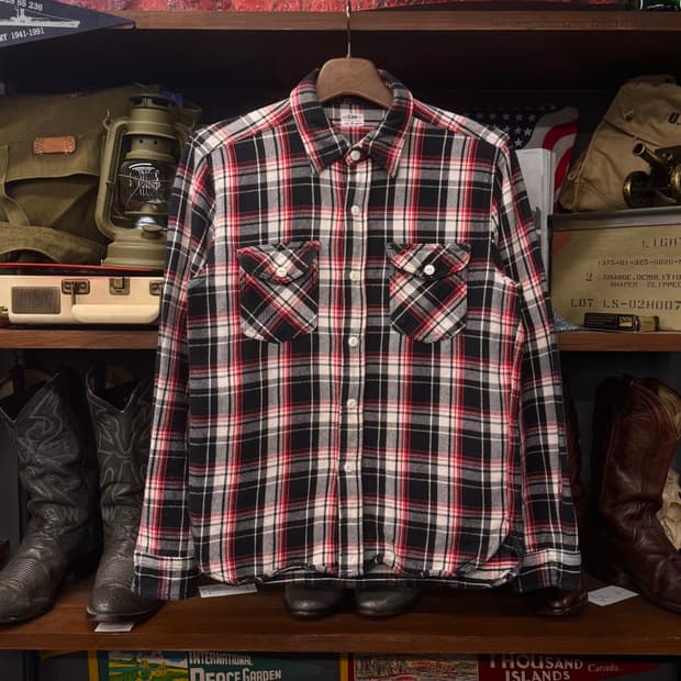 90s LEE 리 헤비 코튼 플란넬 체크 워크 셔츠