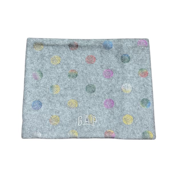 GAP 갭 도트 땡땡이 폴카 패턴 플리스 넥워머 머플러 그레이