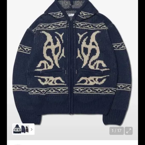 노매뉴얼 코위찬 니트집업 네이비 M