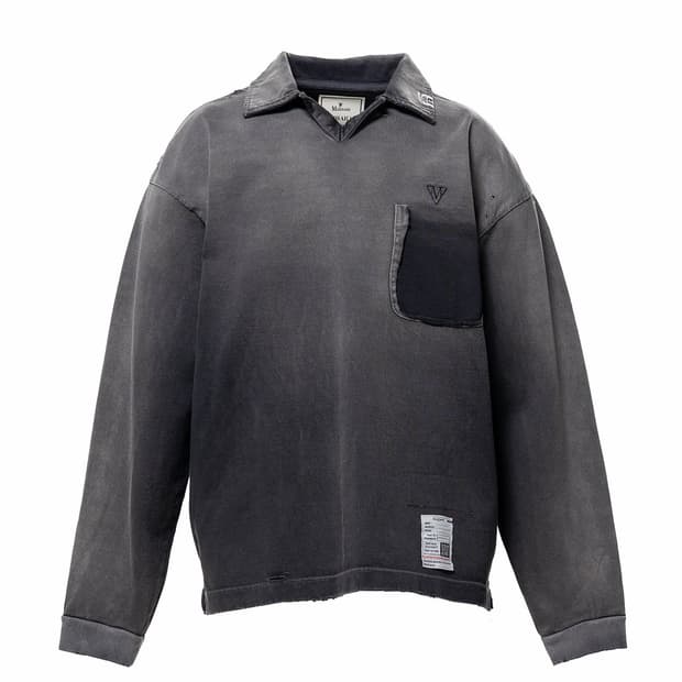 [52]미하라야스히로 26ss 선 페이드 폴로 티셔츠/블랙