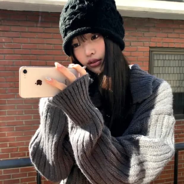 플라워 니트 비니