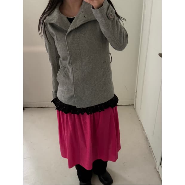 일본빈티지 연그레이 하이넥 자켓 코트