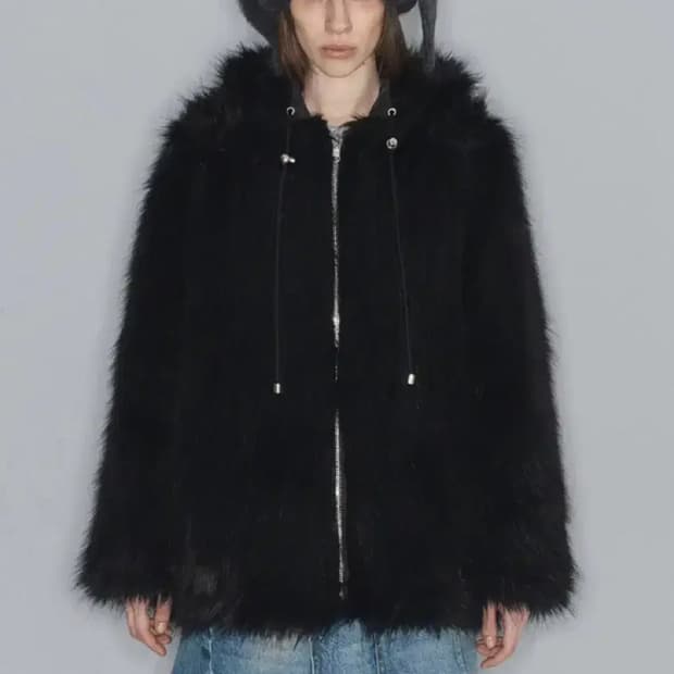 오픈와이와이 리버시블 퍼자켓 블랙