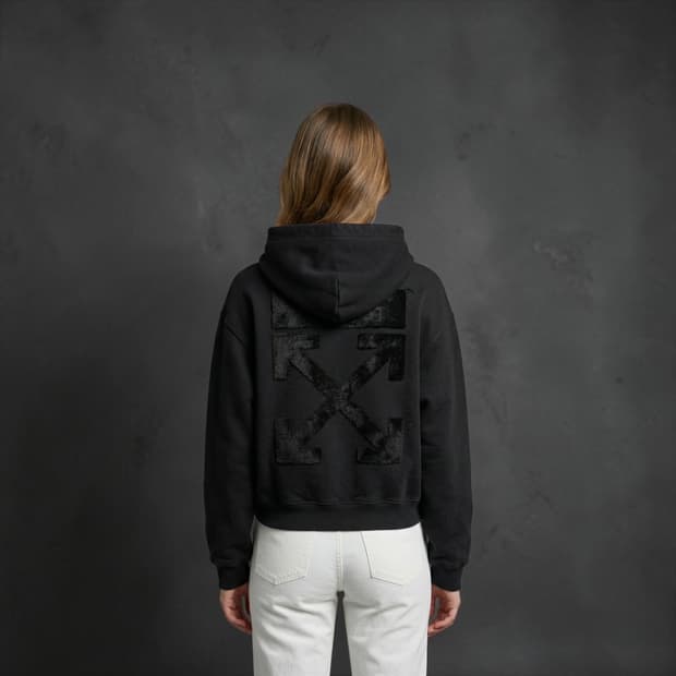 L/ 오프화이트 송치 백로고 후드티