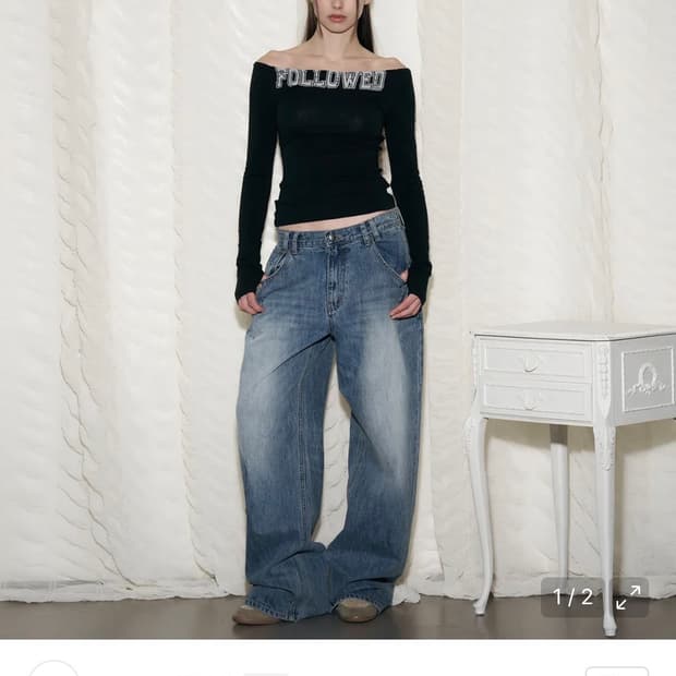 플리즈노팔로우 25 데미지 워싱 데님