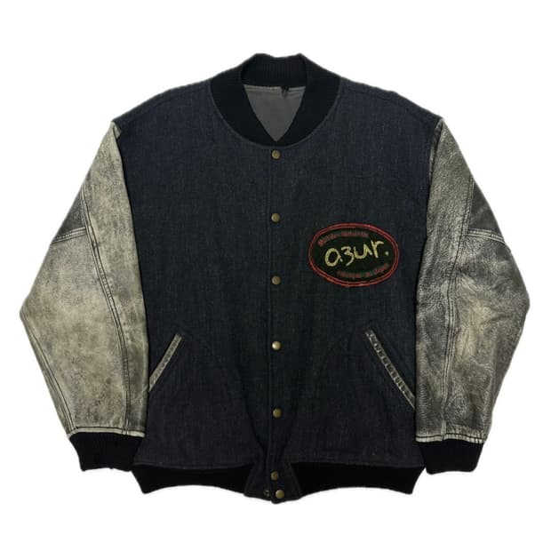 a3ur 빈티지 레더 바시티 자켓 