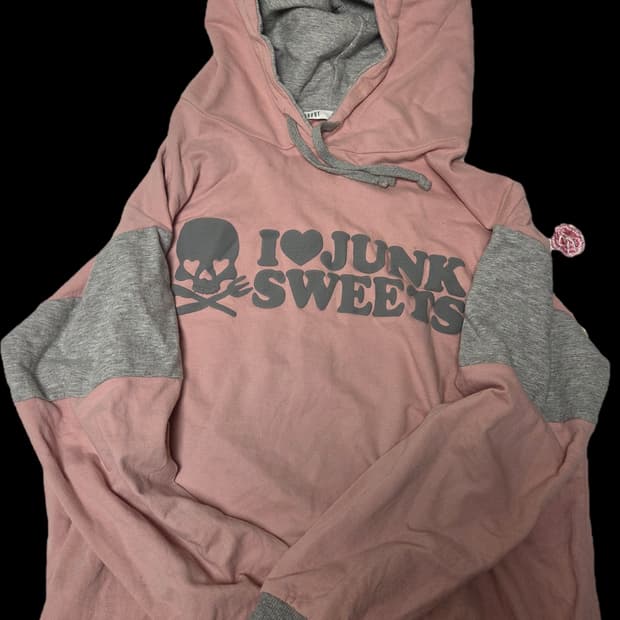 빈티지 갸루 펑크 모리걸 핑크 해골 스컬 후드티