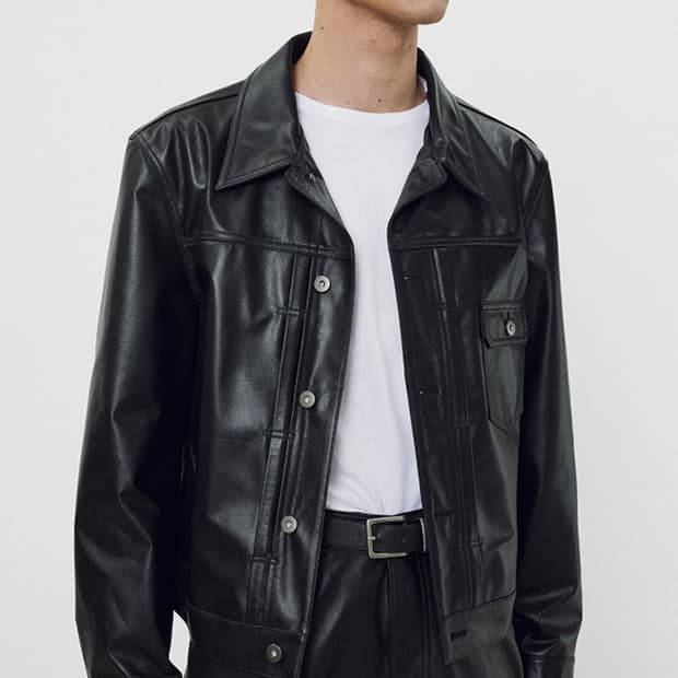 [L]토니웩 카프 레더 크롭 트러커 자켓