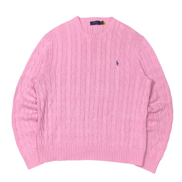 (XL) 폴로 랄프로렌 QR라벨 케이블니트 핑크