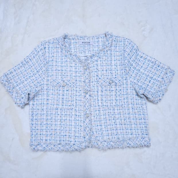 포커스 여성 트위드반팔자켓 F 0224