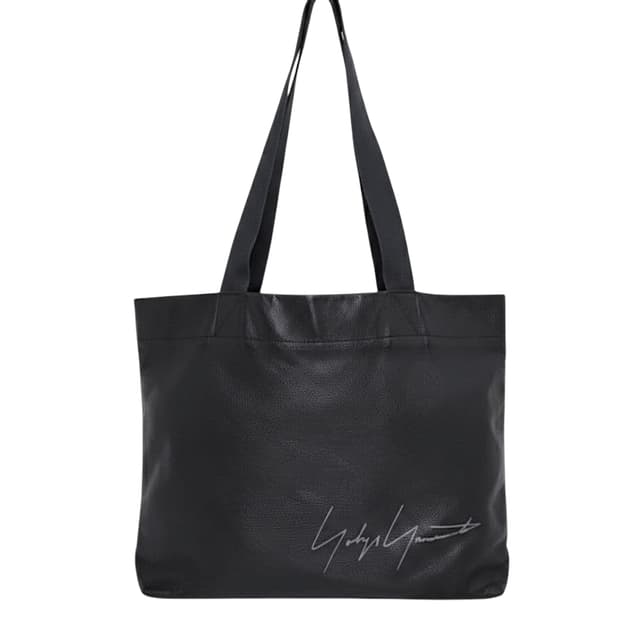 요지 야마모토 레터링 레더 토트백