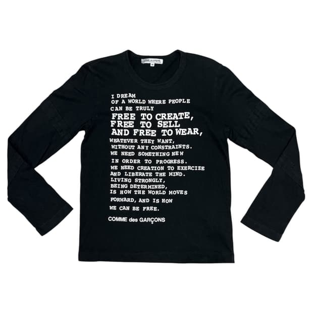 2021 꼼데가르송 자유를 향한 시 롱슬리브 티셔츠