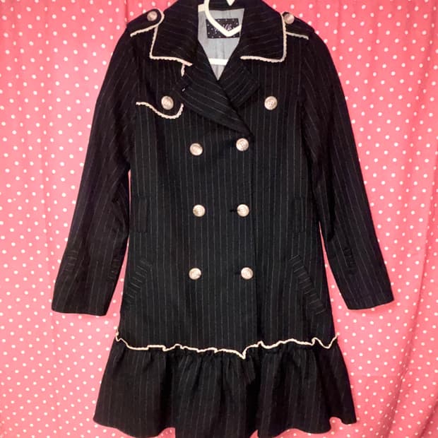 [MILK Japan] 밀크 로리타 블랙 핀스트라이프 더블버튼 코트 