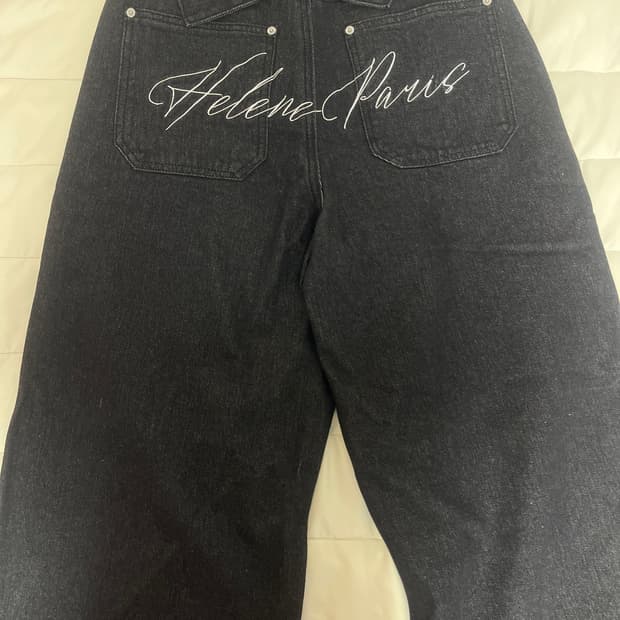 헬레네 아트 레터링 어드저스트 와이드팬츠 (데님블랙노멀)