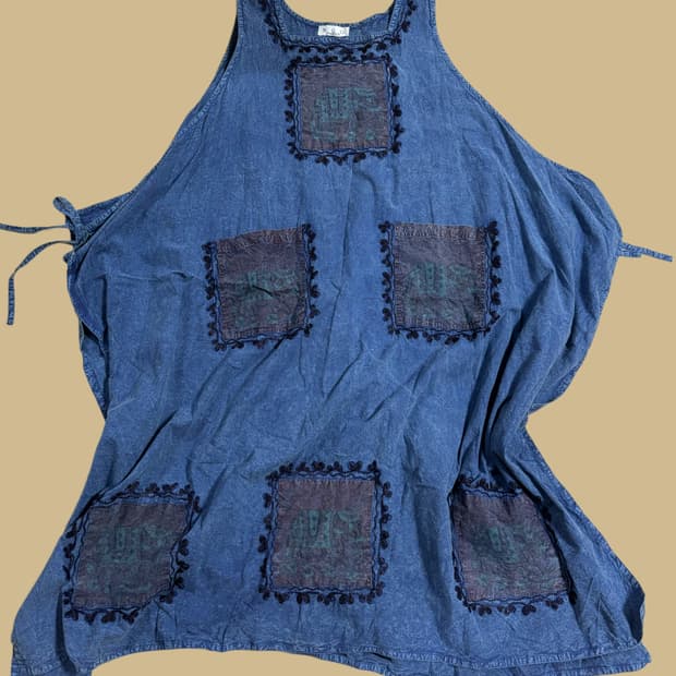 빈티지 히피 에스닉 워싱 원피스 에어프런