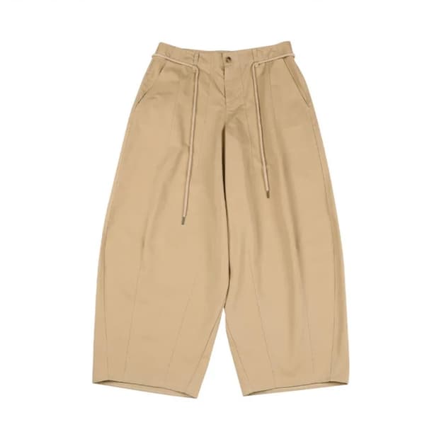Oversized Cotton Nylon Pants [Beige]