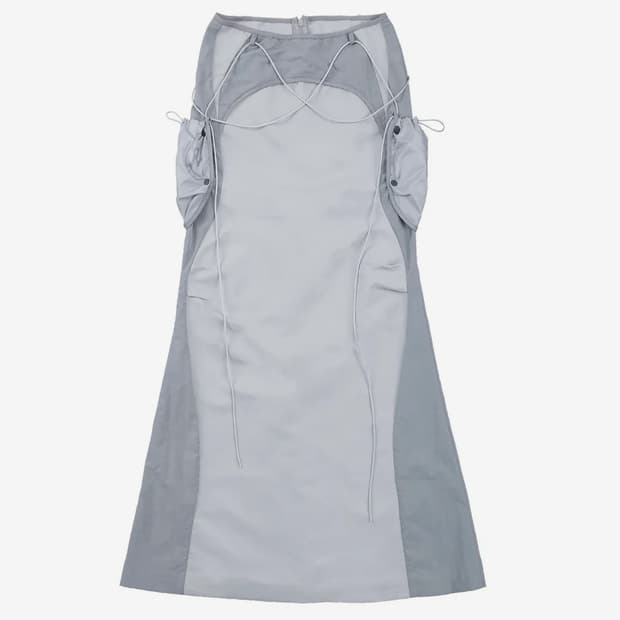 오호스 ojos Pocket Bag Long Skirt / Grey 1