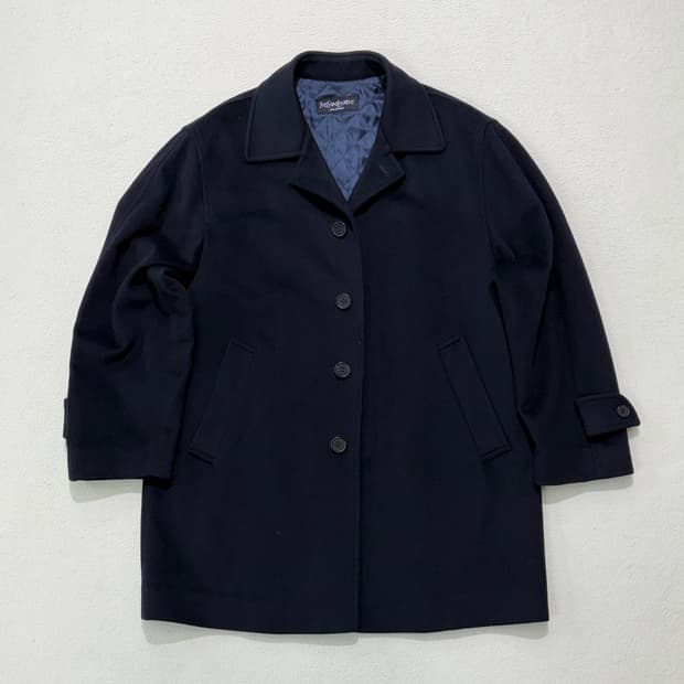 입생로랑 캐시미어 혼방 싱글 코트 네이비 95-100