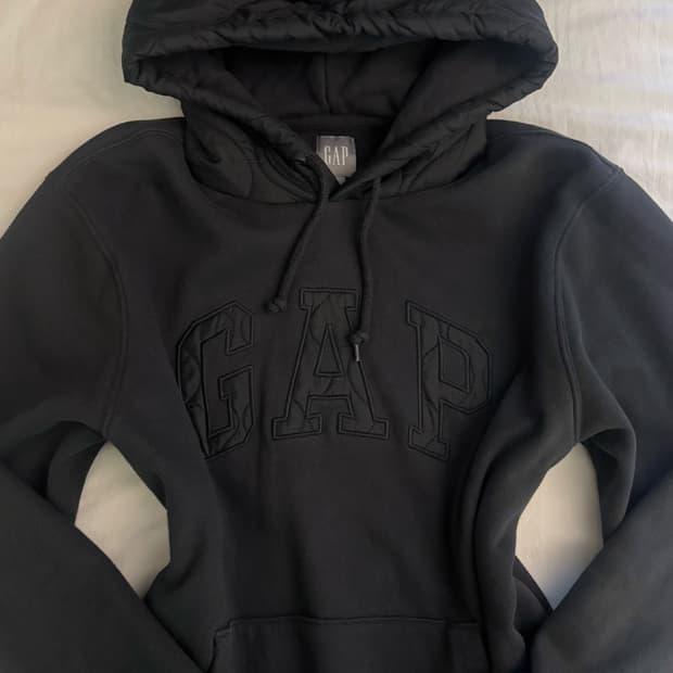 갭 블랙 후드티 퀄딩 패딩