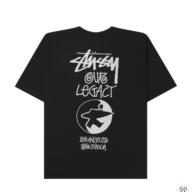 [M/L] 스투시 아워레가시 서프맨 피그먼트 다이드 티셔츠 블랙