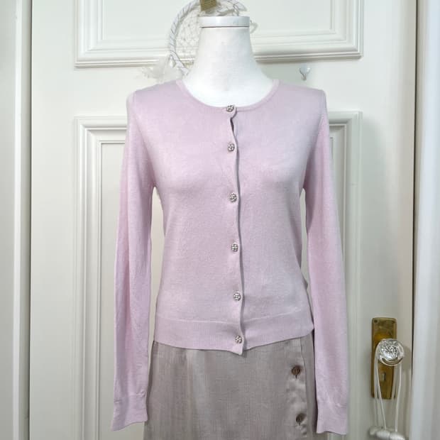 pink lavender cubic button slim cardigan