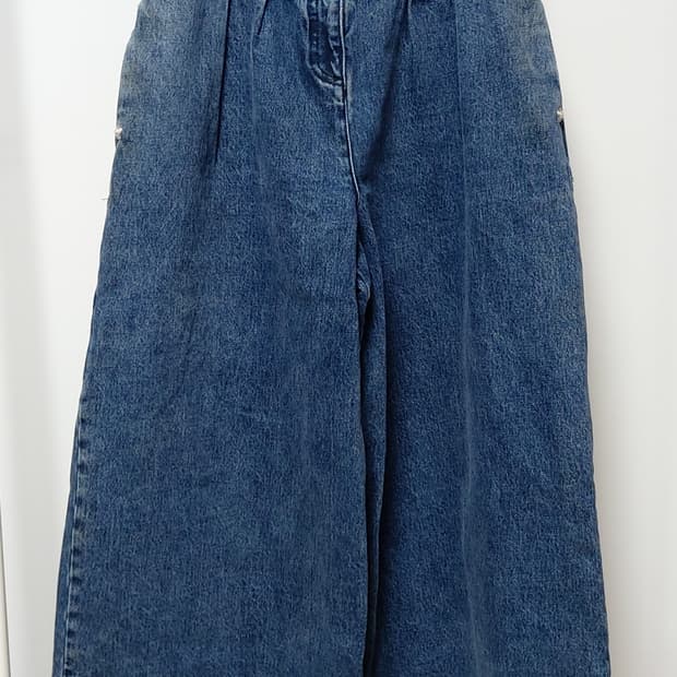 여성 워싱 데님 생지 와이드 팬츠(EU38)28인치

