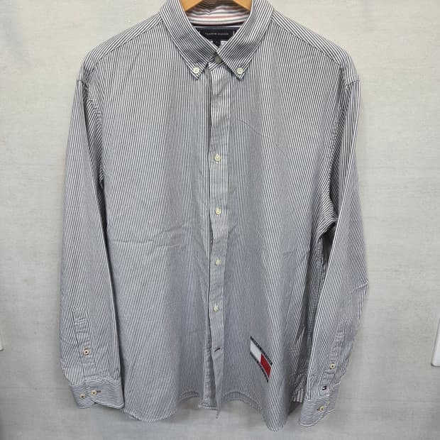 타미힐피거 플래그 스트라이프 셔츠긴팔 릴렉스핏 L