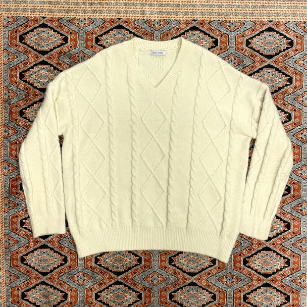 코데즈컴바인 아이보리 피셔맨 브이넥 부클니트 여성FREE