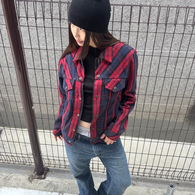 리바이스 레드 체크 자켓