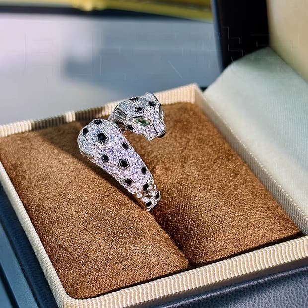 Oceanora 더블 레오파드 925실버 그린큐빅 감성 유니크 반지